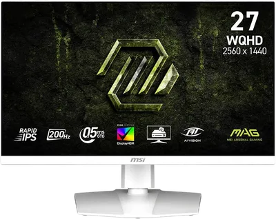 Монитор MSI MAG 274QRFW E20 27" 16:9 WQHD(2560x1440) Rapid IPS Flat, DisplayHDR 400, 0,5msGTG, 1000:1, 100M:1,300nits,2xHDMI 2.0b, DP 1.4a,Tilt,Swivel,Height,Pivot,VESA,200Hz,White,1y w-ty
