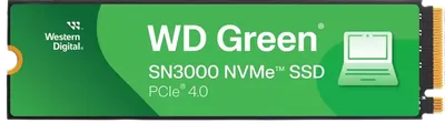 Диск SSD Western Digital - Green SN3000, для ноутбука, M.2 2280, 1 ТБ, PCIe 4.0 NVMe x4, speed write-4200МБ/с read-5000МБ/с, QLC, WDS100T4G0E