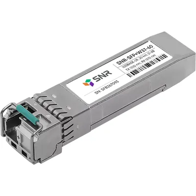 SNR SNR-SFP+W37-60 Одноволоконный модуль, SFP+ WDM 10GBASE-ER/EW, разъем LC, рабочая длина волны Tx/Rx: 1330/1270нм, дальность до 60км (21dB)