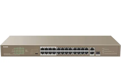 Коммутатор Tenda TEF1126P-24-250W, 24×100M PoE, 2×1GbE, 1×SFP, 250W