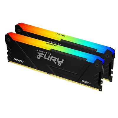 Модуль памяти Kingston 32GB DDR4 3200MHz DIMM FURY Beast Black RGB XMP kit 2x16Gb, CL16, 288-pin 1.35V Non-ECC (KF432C16BB12AK2/32)