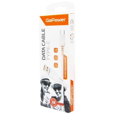 Кабель/ Кабель GoPower GP01T USB (m)-Type-C (m) 1.0м 2.4A ПВХ белый (1/800)