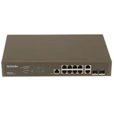 Коммутатор Управляемый TENDA - TEG5312F, Layer 3, 10-1GbE, 2-SFP, SNMP, telnet, Web, настольный/настенный, серый, TEG5312F