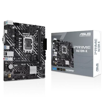 Материнская плата ASUS PRIME H610M-K, LGA1700, H610, 2*DDR5, 4*SATA, 1*M.2, 2*USB 3.2, 4*USB 2.0, 1*PCIx16, 1*PCIx1, HDMI+VGA, mATX; 90MB1GA0-M0EAY0