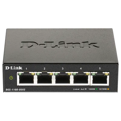Коммутатор D-Link DGS-1100-05V2/A1A, настраиваемый, 5×1GbE