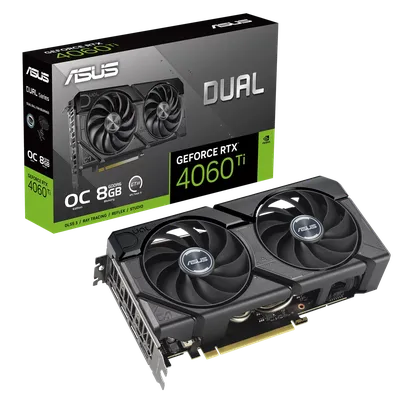 Видеокарта/ VGA ASUS NVIDIA GeForce DUAL-RTX4060TI-O8G-EVO 8GB, GDDR6/128-bit, PCIe 4.0, 1xHDMI 2.1a, 3xDP, 2.5-slot  90YV0J49-M0NA00