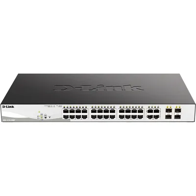 Коммутатор D-Link DGS-1210-28MP/F4A, L2, 24×1GbE PoE, 370W, 4×Combo SFP