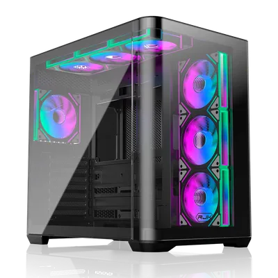 Корпус без блока питания/ Case Raijintek ATREUS BT7, Midi-Tower, TG, 7x120mm ARGB, 2xUSB-A 3.0 + 1xUSB Type-C , E-ATX, ATX, mATX, mITX Black