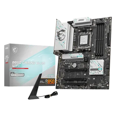 Материнская плата MSI B850 GAMING PLUS WIFI, AM5, AMD B850, 4xDDR5, 4xSATA, 3xM.2, 4xPCIe x16, 1xDisplayPort, 1x 5Gb LAN, 3xUSB 3.2 Gen2, 2xUSB 3.2 Gen1, 4xUSB 2.0, 2x3.5 мм, 7.1, ATX