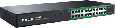 Коммутатор NETIS P124GC, 24×1GbE PoE+ (360Вт), 2×SFP, неуправляемый