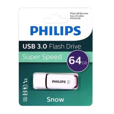 Флеш накопитель 64Gb USB 3.0 PHILIPS Snow Edition 3.0, белый (FM64FD75B/97)