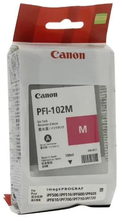 Чернильный контейнер Canon PFI-102M, Magenta, для iPF500/510/600/605