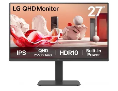 Монитор LG 27BA45QB-B 27"/ LG 27BA45QB-B 27'', 2560x1440, IPS, 178x178, 350nit, 75Hz, 5ms, 2HDMI/DP, noUSB-A, LTSP, IntPWR, 100x100VESA, Черный, 1y