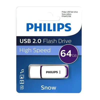 Флеш накопитель 64Gb USB 2.0 PHILIPS Snow Edition 2.0, белый (FM64FD70B/97)