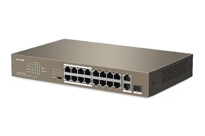 Сетевой коммутатор TENDA F1118P-16-150W 16x10Base-T / 100Base-TX 2x10Base-T / 100Base-TX  / 1000Base-T 1x10/100/1000BASE