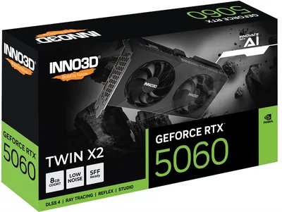 Видеокарта Inno3D GeForce RTX 5060 8192Mb, Twin X2 8G (N50602-08D7-195071N) 1xHDMI, 3xDP, Ret