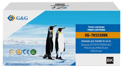 Тонер-картридж G&G toner cartridge для Kyocera P5021cdn/P5021cdw/M5521cdn/M5521cdw чёрный 1 200 стр. TK-5220BK 1T02R90NL1 с чипом гарантия 36 мес.