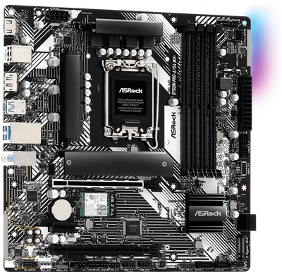 Материнская плата ASROCK B760M PRO-A/D4 WIFI, LGA1700, B760, 4*DDR4,  4*SATA, 2*M.2, 3*USB 3.2, 2*USB 2.0, Type-C, 2*PCIx16, 1*PCIx1, 1*M.2 (Key E), HDMI+DP, mATX