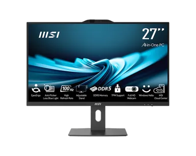 Моноблок MSI Pro AP272P 14M AiO 27" FHD(1920x1080)IPS AG Non-touch, Core i5-13500(2.5GHz), 16Gb(16*1) DDR5 SO-DIMM, 512GB SSD M.2, Intel Graphics,WiFi,BT,camera, WirelessKB&mouse Eng/Rus,No OS,1y war-ty, Black