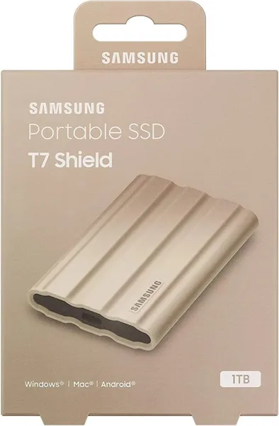 Твердотельный накопитель SSD Samsung T7 Shield Beige External MU-PE1T0K/WW 1TB 1.8" USB 3.2 Gen2 Type-C, 1050/1000