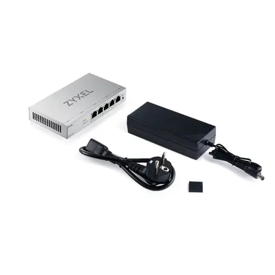 Коммутатор Web Smart L2 коммутатор Zyxel GS1200-5HPv3, 5xGE (4xPoE+), бюджет PoE 68 Вт, настольный, бесшумный