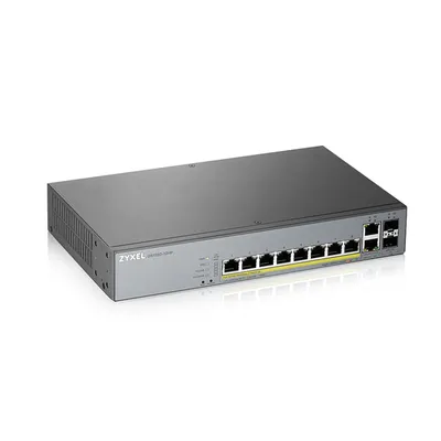 Гибридный коммутатор Smart L2 PoE+ для IP-видеокамер Zyxel NebulaFlex Pro GS1350-12HP, rack 19", 10xGE (8xPoE+), 2xSFP, бюджет PoE 130 Вт, питание до 250м, автоперезагрузка PoE-портов