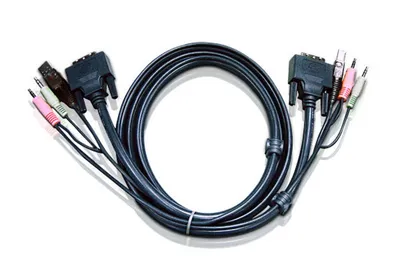 KVM-кабель ATEN - USB-DVI-D, DVI-D Dual (Male) + USB Type B (Male) + 2xMiniJack (Male) - DVI-D Dual (Male) + USB Type A (Male) + 2xMiniJack (Male), 3 м, 2L-7D03UD