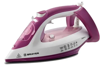 Утюг BRAYER BR4006 сиреневый/белый, 2400 Вт, 25 г/мин, 140 г/мин, 280 мл