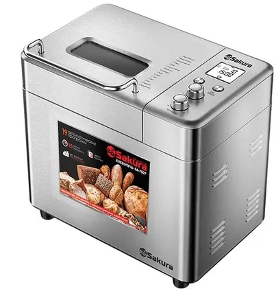 Хлебопечь Sakura SA-7507 нержавеющая сталь, 600 Вт, 1 кг, 15 программ