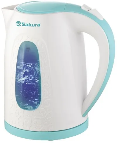 Чайник электрический Sakura SA-2345WBL 2 л, бел/мор волна д