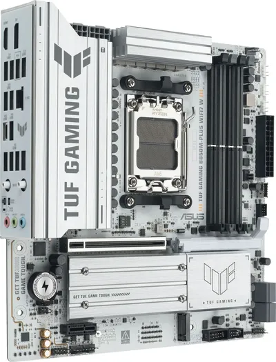 Материнская плата Asus TUF GAMING B850M-PLUS WIFI7 W, AM5, AMD B850, 4xDDR5, 4xSATA, 3xM.2, 1xPCIe 5.0 x16, 1xPCIe 3.0 x1, 1xDP, 1xHDMI, 1x2.5Gb LAN, Wi-Fi 7, Bluetooth 5.4, 1xUSB-C 20Gbps, 3xUSB-A 10Gbps, 4xUSB-A 5Gbps, 4xUSB-A 2.0, 5x3.5 мм, 7.1, mATX