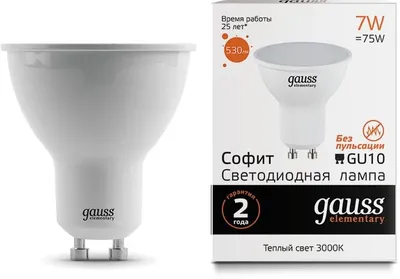 Лампа светодиодная Gauss Elementary 13617, 7Вт, GU10, MR16, 3000K