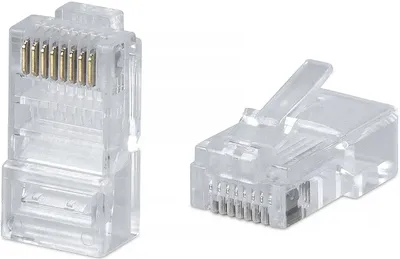 Коннектор RJ-45 под витую пару, категория 5e, универсальный Cabeus 8P8C Коннектор RJ-45 под витую пару, категория 5e, универсальный (для одножильного и многожильного кабеля) для проводников с толщиной по изоляции до 1,05 мм