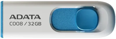 USB накопитель ADATA - Classic C008, USB Type A (USB 2.0), 32 ГБ, цвет белый, AC008-32G-RWE