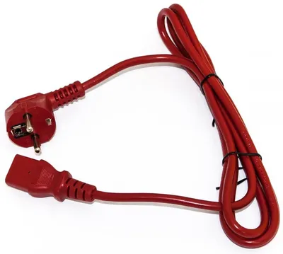 Сетевой кабель Hyperline PWC-IEC13-SHM-5.0-RD питания компьютера (Schuko+C13) (3x1.0), 10A, угловая вилка, 5м, цвет красный (ПВС-АП-3*1,0-250-S22C13-10-5,0 ГОСТ 28244-96) (PWC-IEC13-SHM-5.0-BL)