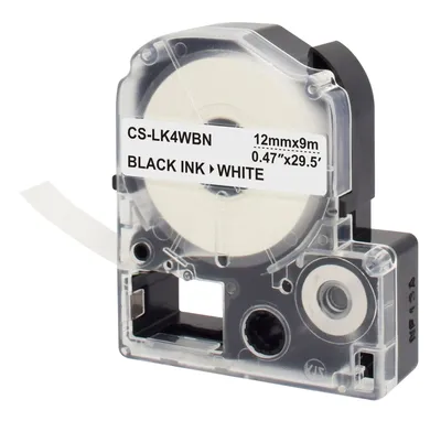 Картридж ленточный Cactus CS-LK4WBN, 12мм, черный/белый, 9м