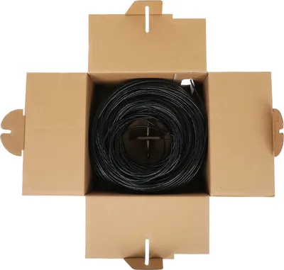 Кабель витая пара U/UTP, CAT 5e, PE, 4PR, 24AWG, OUTDOOR, SOLID, черный, 305м, REXANT (01-0045)