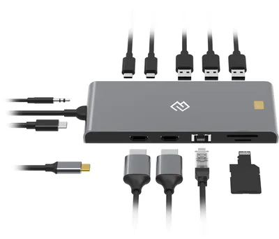 Док-станция USB Digma DS-590, USB-C, HDMI 8K30, HDMI 4K60, 2x USB-C 3.2 Gen2, 2x USB 3.2 Gen1, USB 3.2 Gen2, RJ-45 2.5G, кард-ридер SD/TF 4.0, USB-C PD 100W, аудио