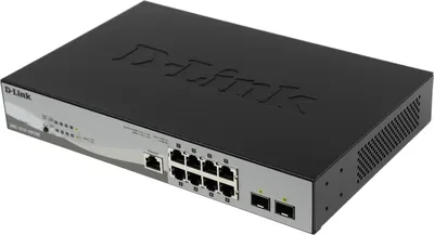 Коммутатор D-Link DGS-1210-10P/ME/B1A, L2, 8×1GbE PoE, 2×SFP, 78W PoE