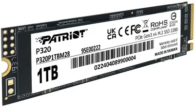 SSD Patriot P320P1TBM28, 1 ТБ, M.2 PCI-E 3.0, 3000/2200 МБ/с