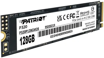твёрдотельный накопитель Patriot SSD P320 128GB M.2 2280 NVMe PCIe 3.0 x4 R1600/W1000 TBW 60TB 3D NAND
