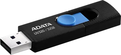 USB накопитель ADATA - UV320, USB Type A (USB 3.2 Gen 1), 32 ГБ, read speed-100MB/s, цвет чёрный, AUV320-32G-RBKBL