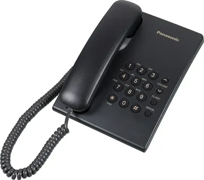 Телефон проводной Panasonic KX-TS2350RUB черный повтор номера, регул-ка громкости, кр.на стену