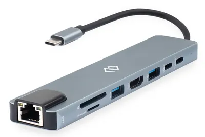 Док-станция USB Digma DS-951, USB-C, HDMI 4K30, USB 3.0, USB 2.0, USB-C PD 87W, RJ-45 100M, SD/MicroSD