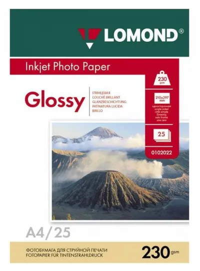 Фотобумага LOMOND 0102049, A4, 230г/м2, глянцевая, 25л