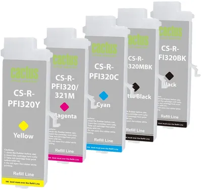 Картридж струйный Cactus CS-R-PFI320/321SET, набор 5 шт., без чипа, для Canon imagePROGRAF