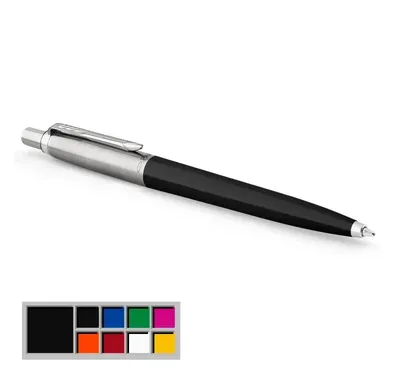Ручка шариковая PARKER "Jotter Plastic CT", корпус черный, детали нержавеющая cталь, блистер, синяя, 2096873
