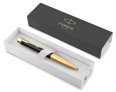 Ручка шариковая PARKER "Urban Muted Black GT", корпус черный, позолоченные детали, синяя, 2143640
