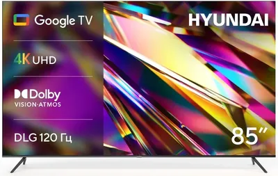 Телевизор LED Hyundai 85" H-LED85BU7011 Google TV Metal черный/черный 4K Ultra HD 60Hz DVB-T DVB-T2 DVB-C DVB-S DVB-S2 USB WiFi Smart TV