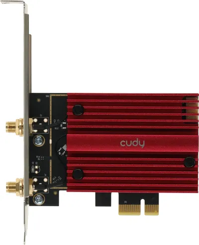 Адаптер беспроводной связи (Wi-Fi) CUDY AX5400 Wi-Fi PCI Express Adapter 5400Mbps Wi-Fi / Bluetooth 5.2 PCI Express Adapter with Heatsink, Intel AX210 module,2T2R, 802.11ax/ac/a/b/g/n, 2 detachable antennas, V2 (WE3000S)